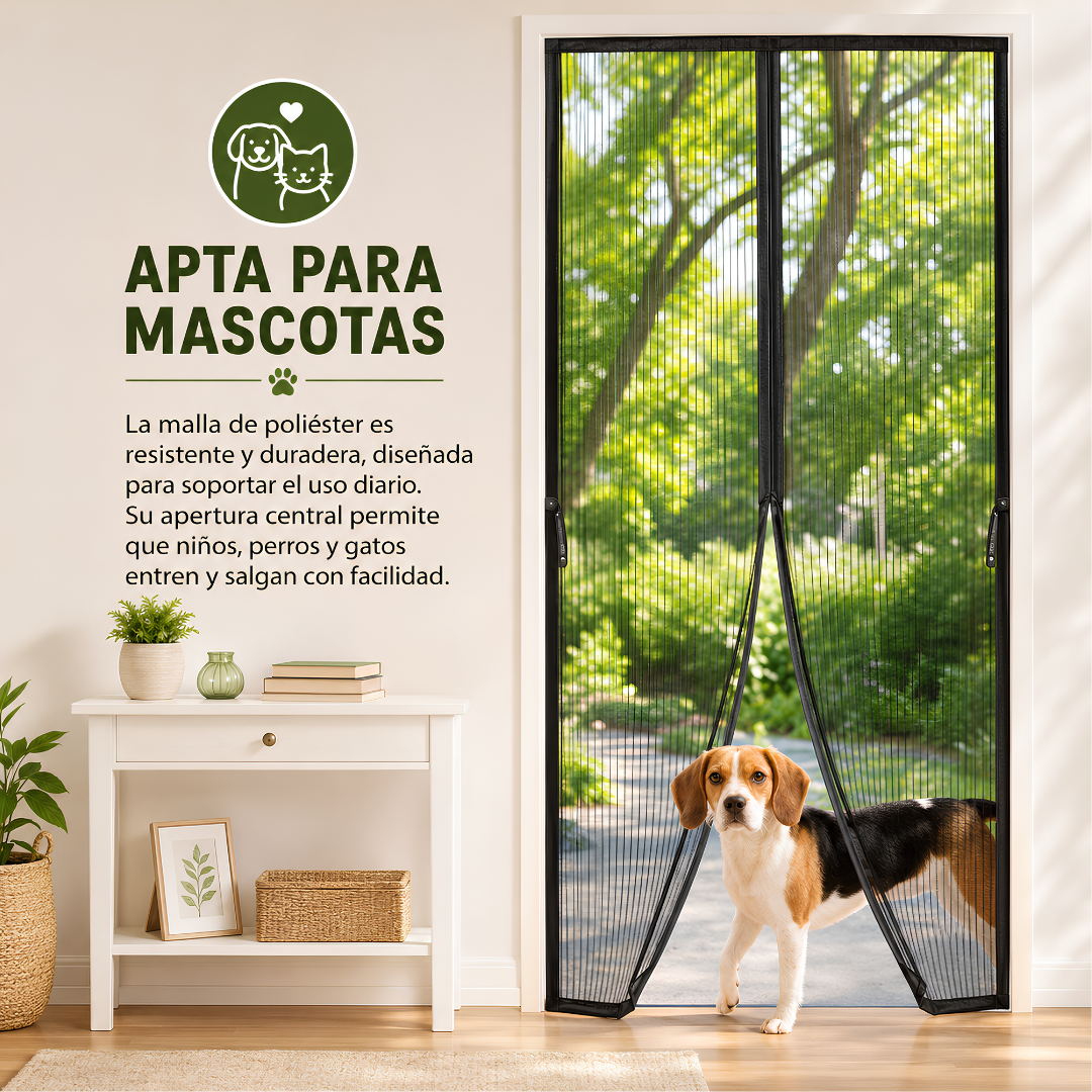 CORTINA MOSQUITERA MAGNÉTICA – Entra y sal sin dejar pasar mosquitos gracias a su cierre automático