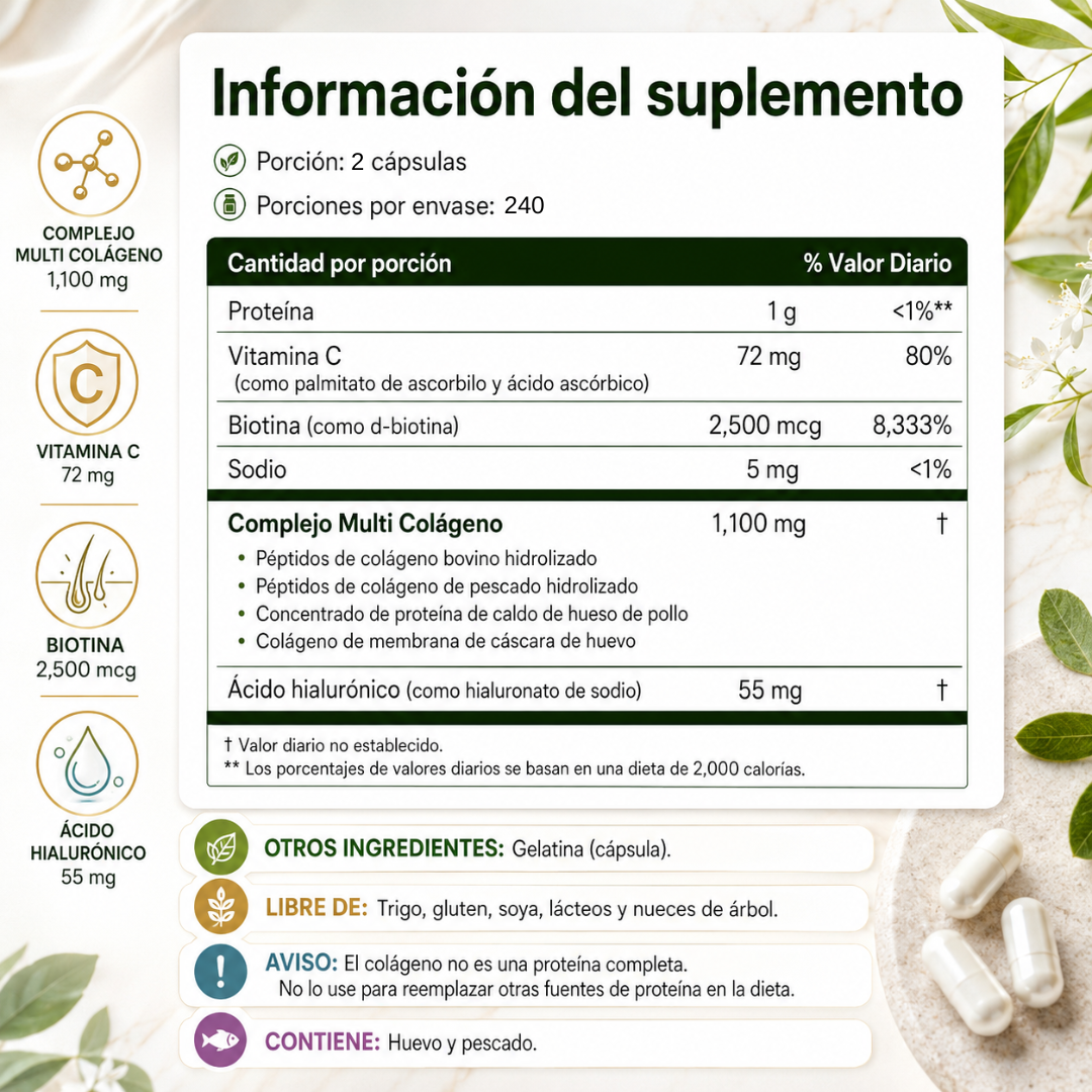 MULTI COLLAGEN PEPTIDES – Apoyo capilar, piel luminosa y bienestar desde tu rutina diaria