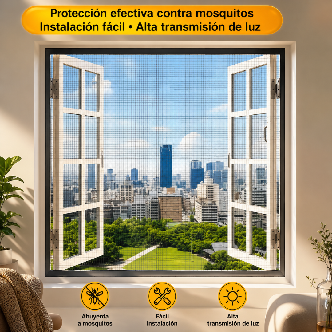 MOSQUITERA AJUSTABLE PARA VENTANA CON INSTALACIÓN FÁCIL - Aire fresco sin insectos
