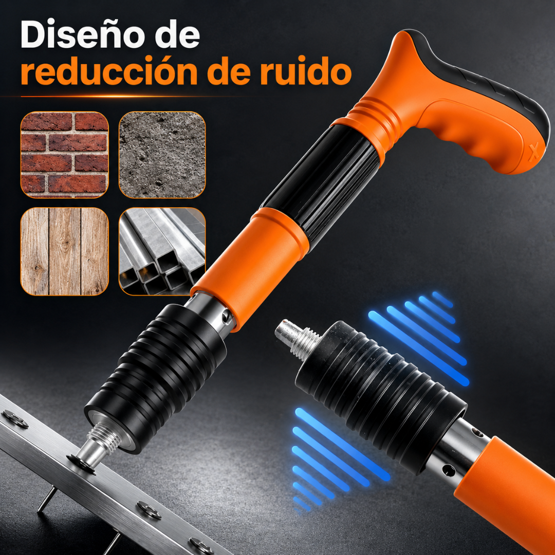 PISTOLA DE CLAVOS MANUAL CON REDUCCIÓN DE RUIDO - Fijación rápida sin complicaciones
