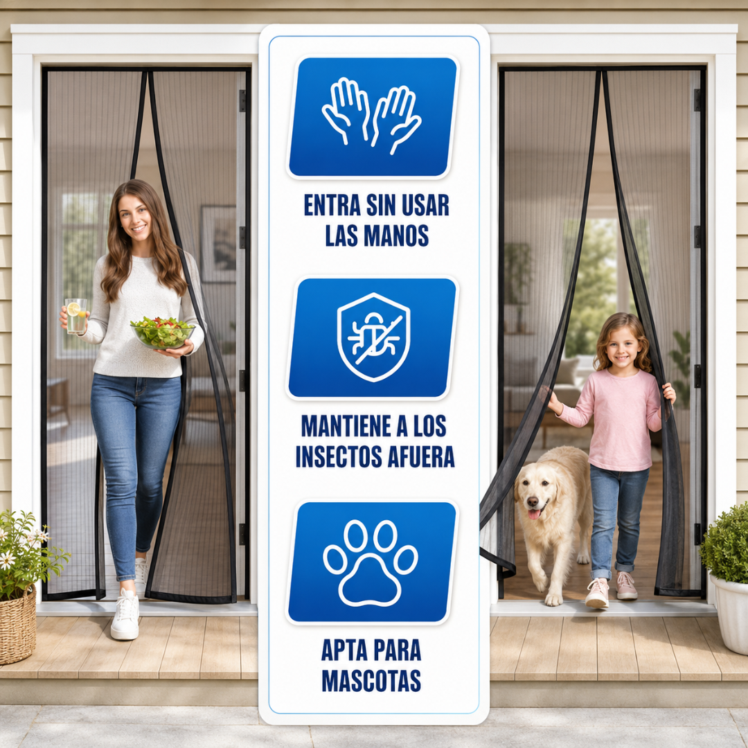 CORTINA MOSQUITERA MAGNÉTICA – Entra y sal sin dejar pasar mosquitos gracias a su cierre automático