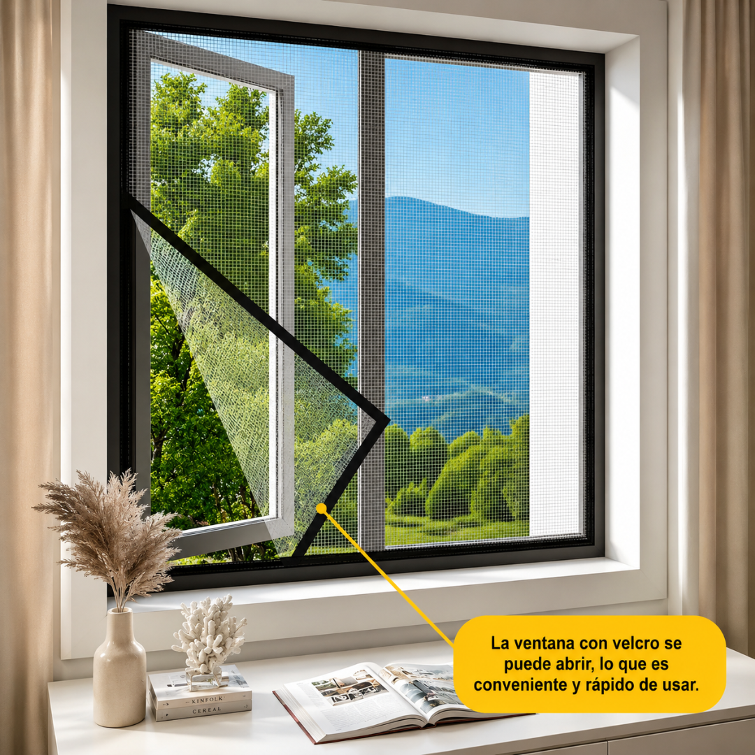 MOSQUITERA AJUSTABLE PARA VENTANA CON INSTALACIÓN FÁCIL - Aire fresco sin insectos