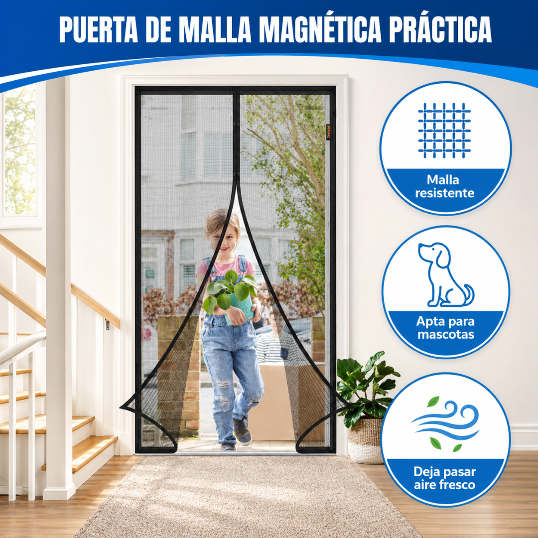 CORTINA MOSQUITERA MAGNÉTICA – Entra y sal sin dejar pasar mosquitos gracias a su cierre automático