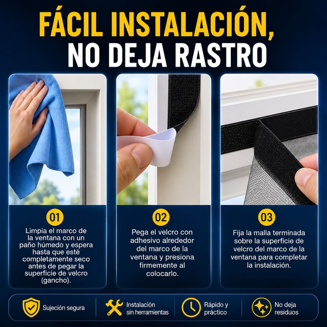 MOSQUITERA AJUSTABLE PARA VENTANA CON INSTALACIÓN FÁCIL - Aire fresco sin insectos