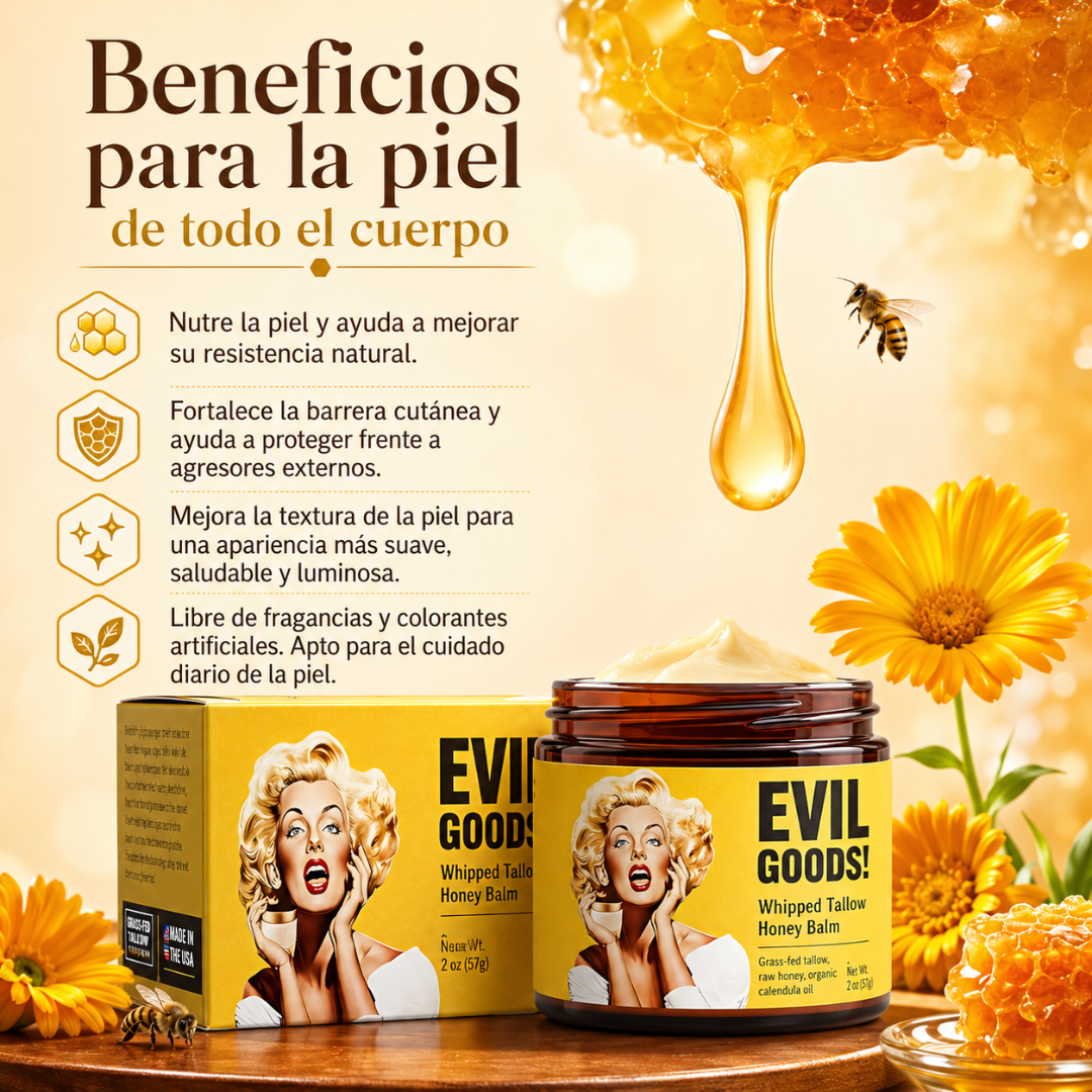 EVIL GOODS CEBO DE RES – Hidratación natural para rostro y piel con acabado suave y nutritivo