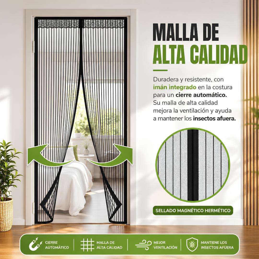 CORTINA MOSQUITERA MAGNÉTICA – Entra y sal sin dejar pasar mosquitos gracias a su cierre automático
