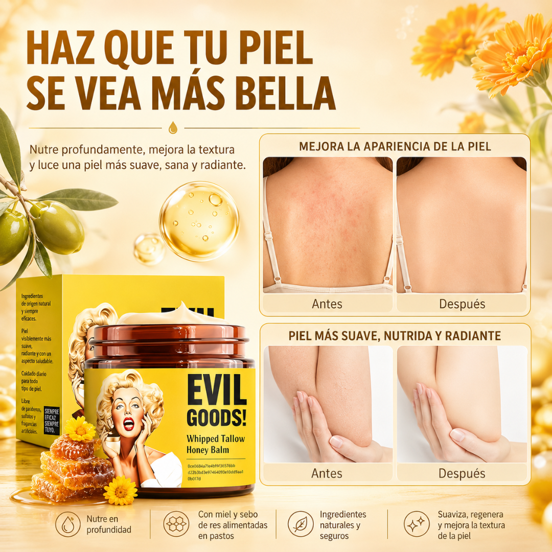 EVIL GOODS CEBO DE RES – Hidratación natural para rostro y piel con acabado suave y nutritivo