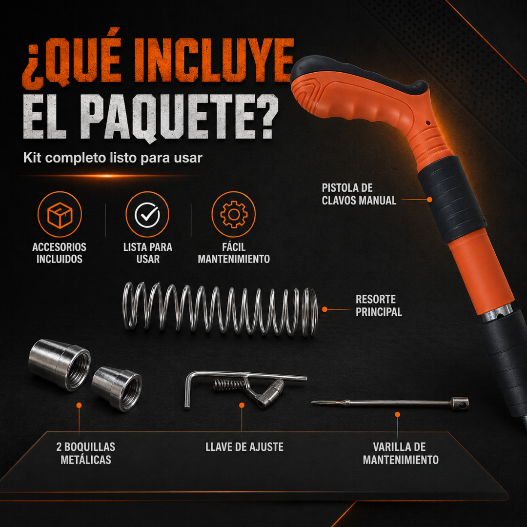 PISTOLA DE CLAVOS MANUAL CON REDUCCIÓN DE RUIDO - Fijación rápida sin complicaciones